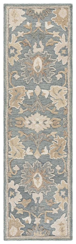 Safavieh Ebony Hand-Tufted Traditional Floral Rug In Grey Beige — Wool-Cotton Blend, Low-Profile 3/8" Pile, India Crafted 3'-0" x 5'-0" EBN680F-3