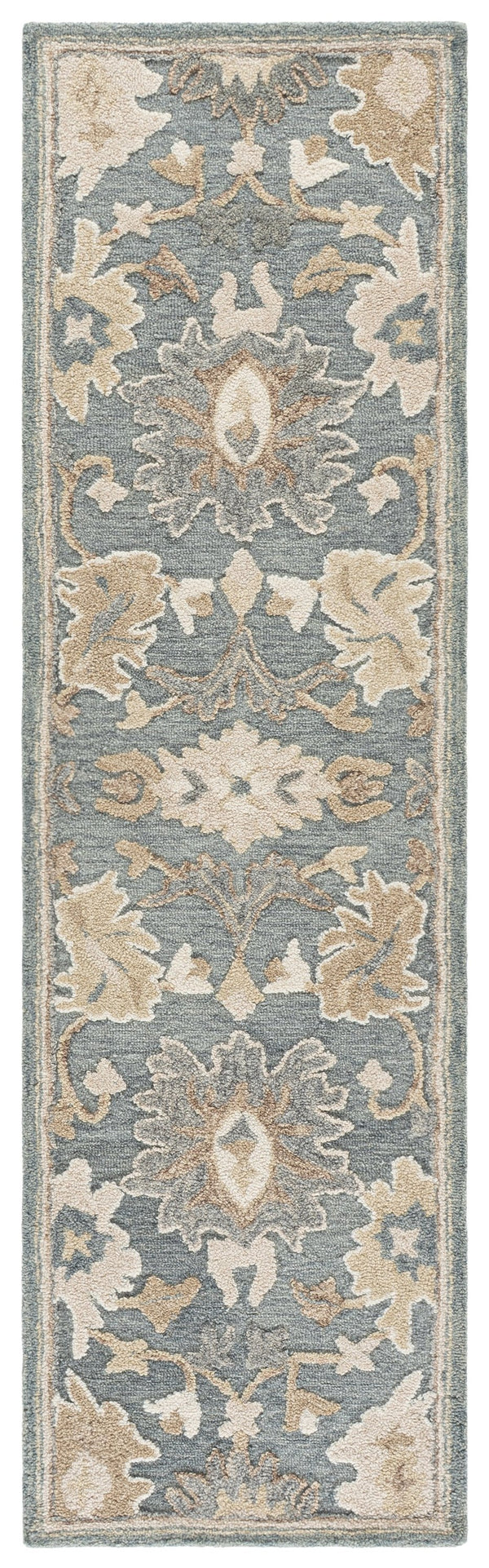 Safavieh Ebony Hand-Tufted Traditional Floral Rug In Grey Beige — Wool-Cotton Blend, Low-Profile 3/8" Pile, India Crafted 3'-0" x 5'-0" EBN680F-3