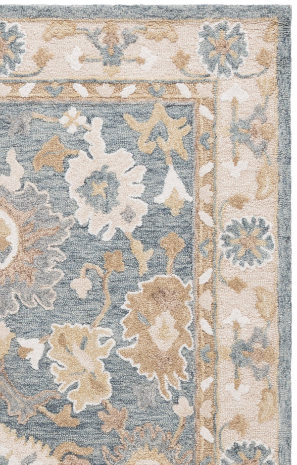 Safavieh Ebony Hand-Tufted Traditional Floral Rug In Grey Beige — Wool-Cotton Blend, Low-Profile 3/8" Pile, India Crafted 3'-0" x 5'-0" EBN680F-3