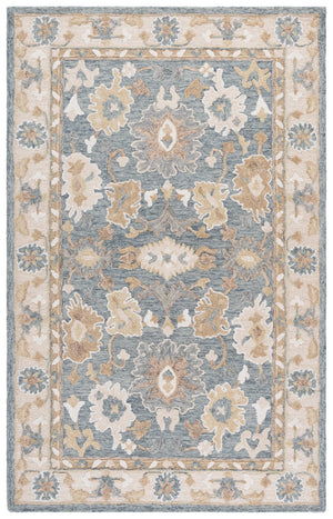 Safavieh Ebony Hand-Tufted Traditional Floral Rug In Grey Beige — Wool-Cotton Blend, Low-Profile 3/8" Pile, India Crafted 3'-0" x 5'-0" EBN680F-3