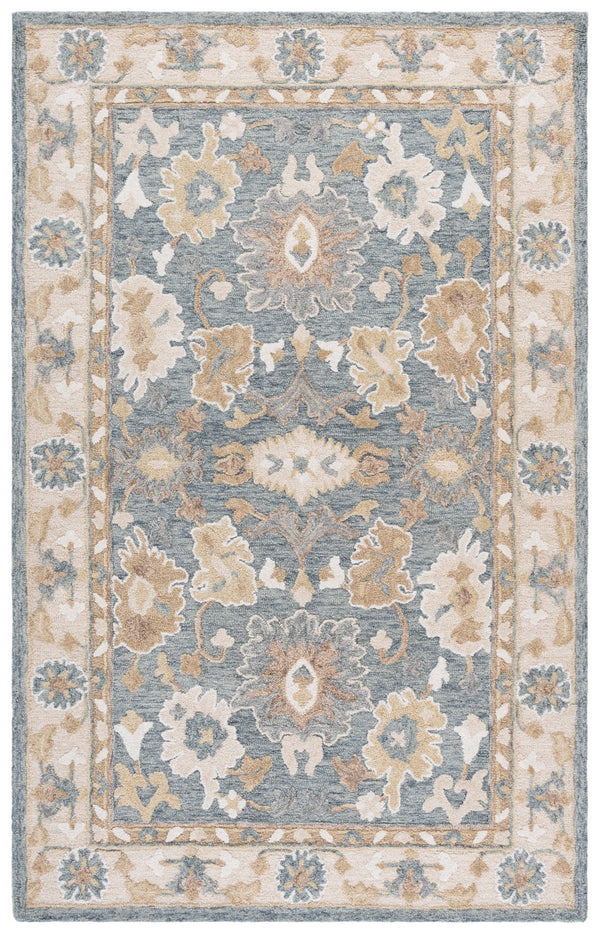 Safavieh Ebony Hand-Tufted Traditional Floral Rug In Grey Beige — Wool-Cotton Blend, Low-Profile 3/8" Pile, India Crafted 3'-0" x 5'-0" EBN680F-3