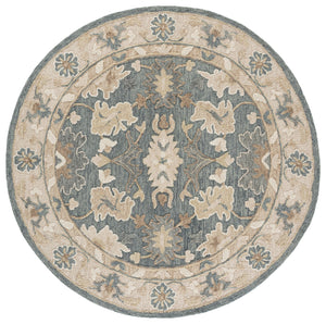 Safavieh Ebony Hand-Tufted Traditional Floral Rug In Grey Beige — Wool-Cotton Blend, Low-Profile 3/8" Pile, India Crafted 3'-0" x 5'-0" EBN680F-3