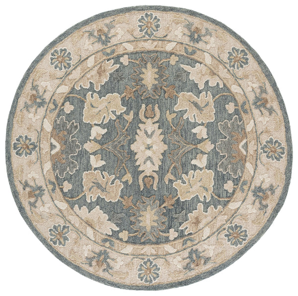 Safavieh Ebony Hand-Tufted Traditional Floral Rug In Grey Beige — Wool-Cotton Blend, Low-Profile 3/8" Pile, India Crafted 3'-0" x 5'-0" EBN680F-3