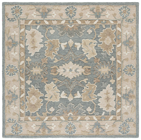 Safavieh Ebony Hand-Tufted Traditional Floral Rug In Grey Beige — Wool-Cotton Blend, Low-Profile 3/8" Pile, India Crafted 3'-0" x 5'-0" EBN680F-3