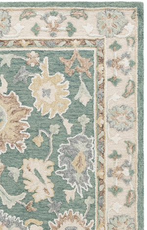 Safavieh Ebony Hand-Tufted Green Beige Floral Area Rug — Wool-Cotton Blend, Soft Durable Elegance For Home 4'-0" x 6'-0" EBN680Y-4