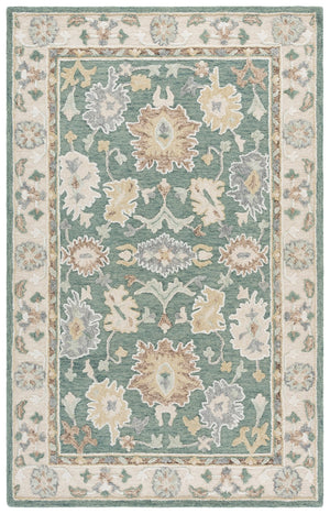 Safavieh Ebony Hand-Tufted Green Beige Floral Area Rug — Wool-Cotton Blend, Soft Durable Elegance For Home 4'-0" x 6'-0" EBN680Y-4