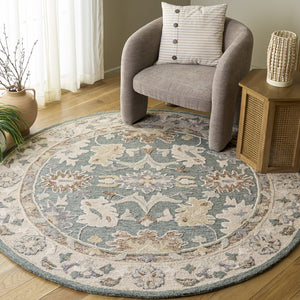 Safavieh Ebony Hand-Tufted Green Beige Floral Area Rug — Wool-Cotton Blend, Soft Durable Elegance For Home 4'-0" x 6'-0" EBN680Y-4