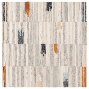 Safavieh Ebony Hand-Tufted Runner In Ivory Grey With Subtle Orange & Blue Accents — Wool-Cotton Blend Durable Elegance 2'-3" x 11'-0" EBN703A-211