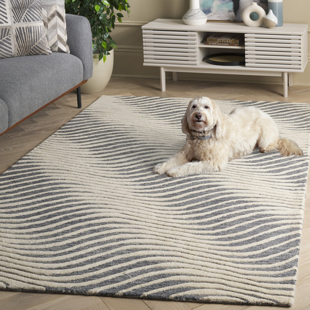 Safavieh Ebony 707f Grey/Ivory 5' X 8' Hand-tufted Area Rug - Stylish, Durable Wool-cotton Blend For Comfort Grey ,Ivory 85% Wool,15% Cotton Ebn707f-5