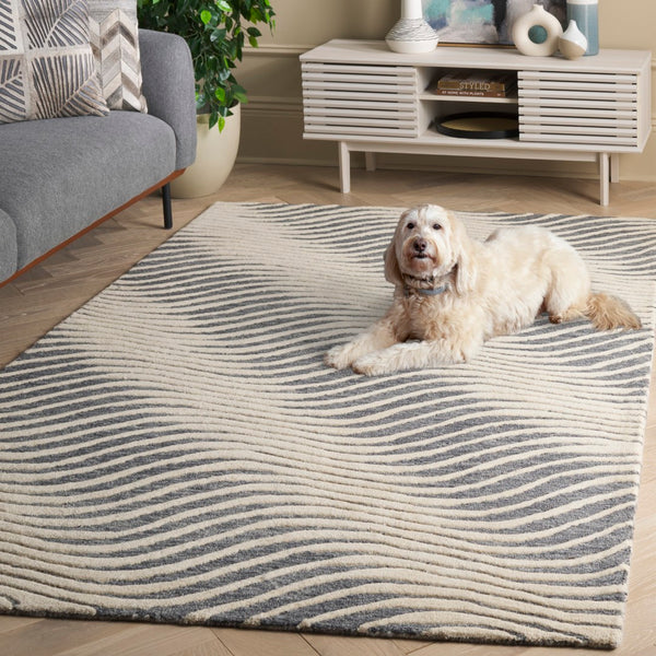 Safavieh Ebony Hand-tufted Area Rug - Luxurious Wool Blend, Artisan Craftsmanship For Elegant Home Décor Grey ,Ivory 85% Wool,15% Cotton Ebn707f-4