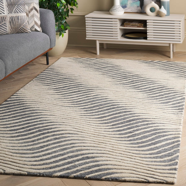 Safavieh Ebony Hand-tufted Area Rug - Luxurious Wool Blend, Artisan Craftsmanship For Elegant Home Décor Grey ,Ivory 85% Wool,15% Cotton Ebn707f-4