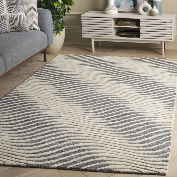Safavieh Ebony 707f Grey/Ivory 5' X 8' Hand-tufted Area Rug - Stylish, Durable Wool-cotton Blend For Comfort Grey ,Ivory 85% Wool,15% Cotton Ebn707f-5
