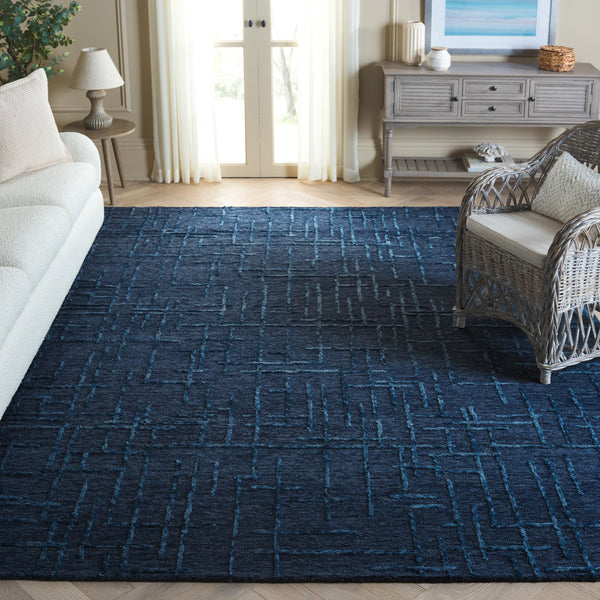 Safavieh Ebony Luxurious Hand-tufted Area Rug - Artisan Crafted, Soft Wool Blend, Timeless Design For Any Room Navy 80% Wool 10% Cotton Ebn750n-28