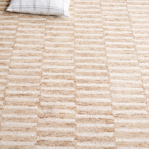 Safavieh Ebony Hand-tufted Wool & Cotton Rug - Elegant Stripe Design For Timeless Home Décor And Comfort Beige ,Brown 80% Wool 10% Cotton Ebn751b-6sq