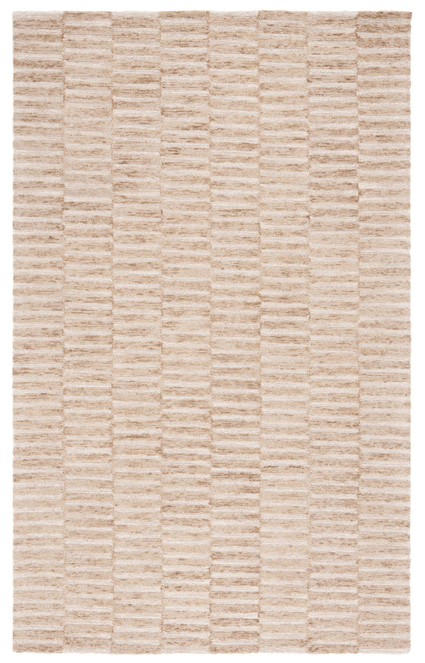 Safavieh Ebony Hand-tufted Wool & Cotton Rug - Elegant Stripe Design For Timeless Home Décor And Comfort Beige ,Brown 80% Wool 10% Cotton Ebn751b-6sq