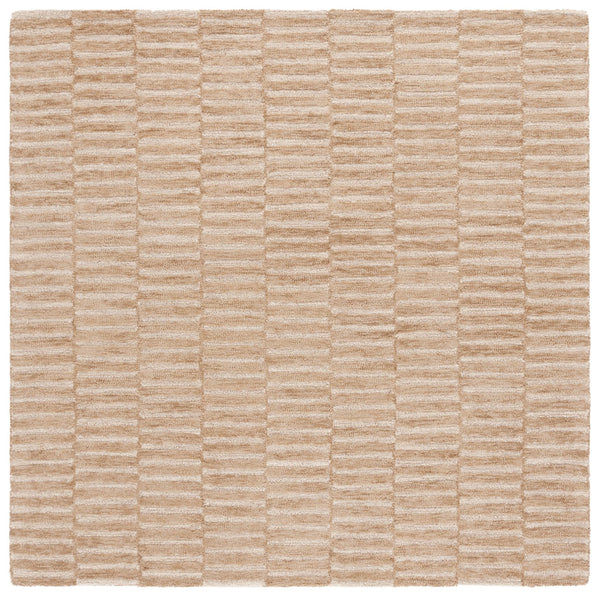 Safavieh Ebony Hand-tufted Wool & Cotton Rug - Elegant Stripe Design For Timeless Home Décor And Comfort Beige ,Brown 80% Wool 10% Cotton Ebn751b-6sq