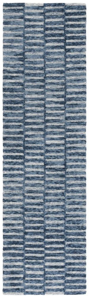 Safavieh Ebony Hand-tufted Wool & Cotton Rug - Elegant Stripe Design For Timeless Home Décor And Comfort Navy ,Light Blue 80% Wool 10% Cotton Ebn751n-4