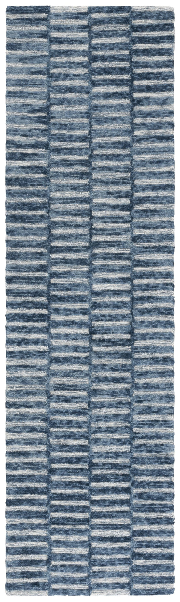 Safavieh Ebony Hand-tufted Wool & Cotton Rug - Elegant Stripe Design For Timeless Home Décor And Comfort Navy ,Light Blue 80% Wool 10% Cotton Ebn751n-4