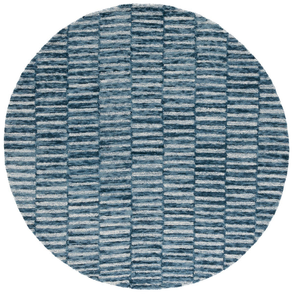 Safavieh Ebony Hand-tufted Wool & Cotton Rug - Elegant Stripe Design For Timeless Home Décor And Comfort Navy ,Light Blue 80% Wool 10% Cotton Ebn751n-4