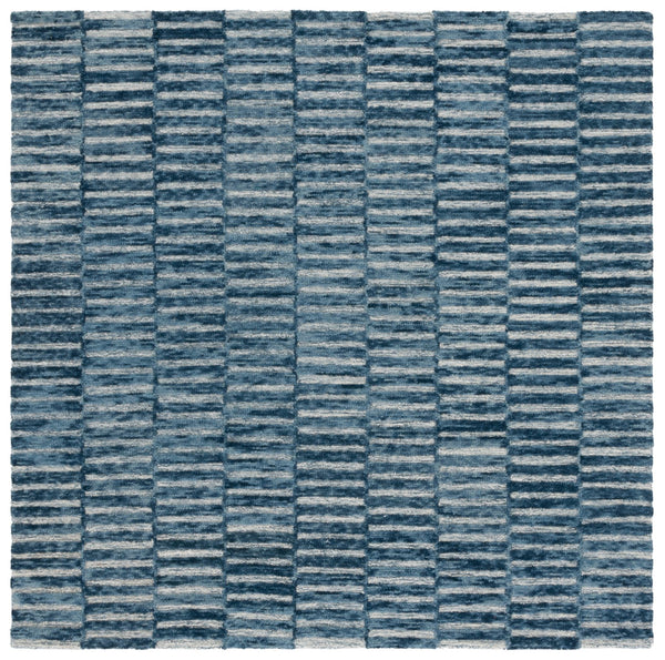Safavieh Ebony Hand-tufted Wool & Cotton Rug - Elegant Stripe Design For Timeless Home Décor And Comfort Navy ,Light Blue 80% Wool 10% Cotton Ebn751n-4