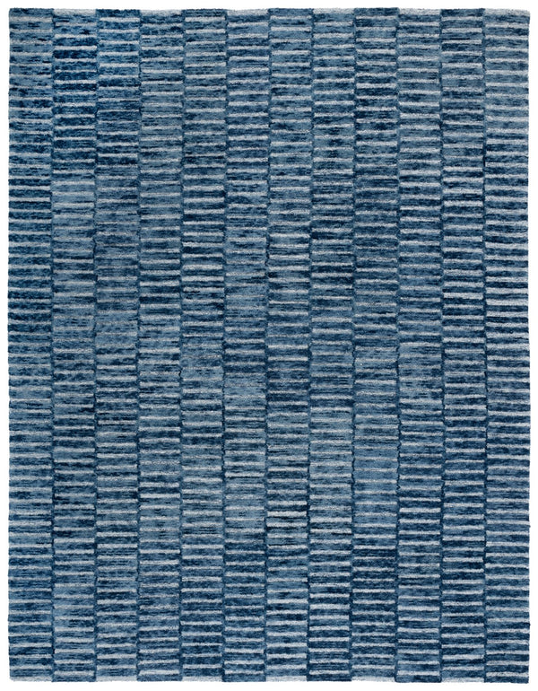 Safavieh Ebony Hand-tufted Wool & Cotton Rug - Elegant Stripe Design For Timeless Home Décor And Comfort Navy ,Light Blue 80% Wool 10% Cotton Ebn751n-4