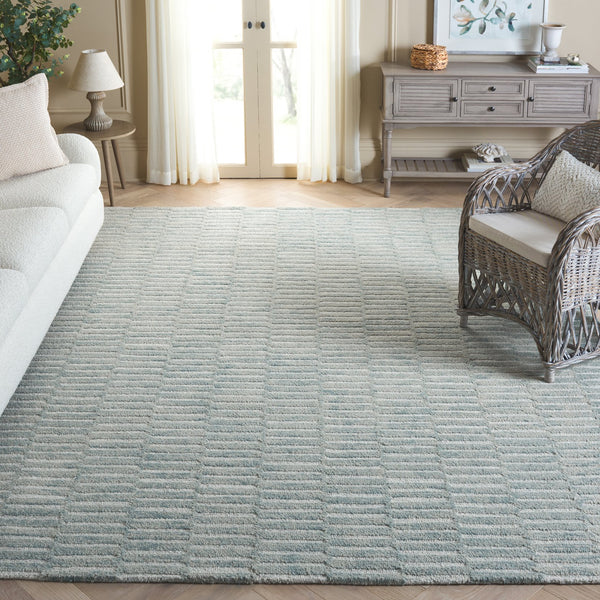 Safavieh Ebony Hand-tufted Wool & Cotton Rug - Elegant Stripe Design For Timeless Home Décor And Comfort Dark Green ,Light Green 80% Wool 10% Cotton Ebn751y-6r