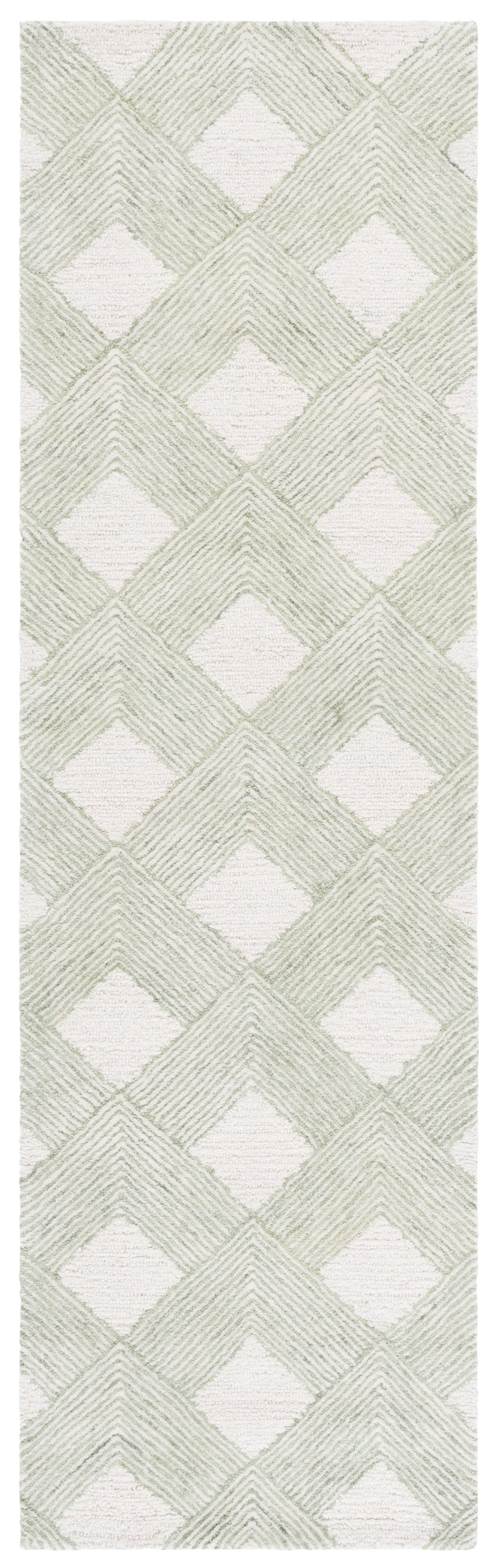 Safavieh Ebony Hand-tufted Wool Cotton Runner Rug – Luxurious Geometric Design For Elegant Home Décor Green ,Ivory 80% Wool 20% Cotton With Latex Ebn752y-28