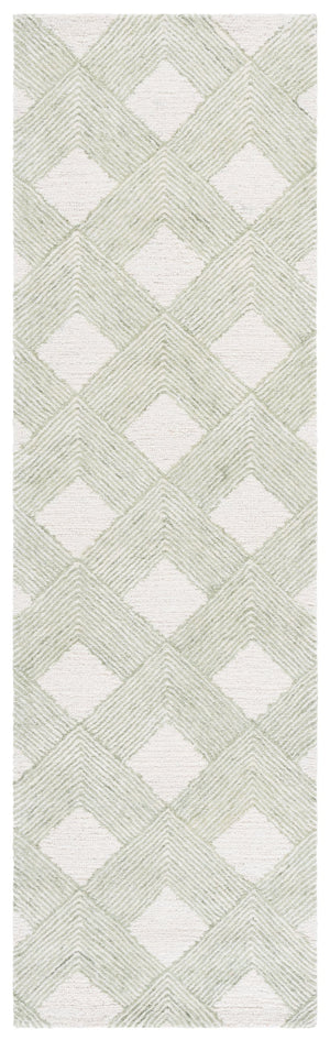 Safavieh Ebony Hand-tufted Wool Cotton Runner Rug – Luxurious Geometric Design For Elegant Home Décor Green ,Ivory 80% Wool 20% Cotton With Latex Ebn752y-28
