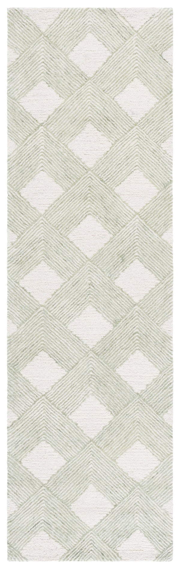 Safavieh Ebony Hand-tufted Wool Cotton Runner Rug – Luxurious Geometric Design For Elegant Home Décor Green ,Ivory 80% Wool 20% Cotton With Latex Ebn752y-28