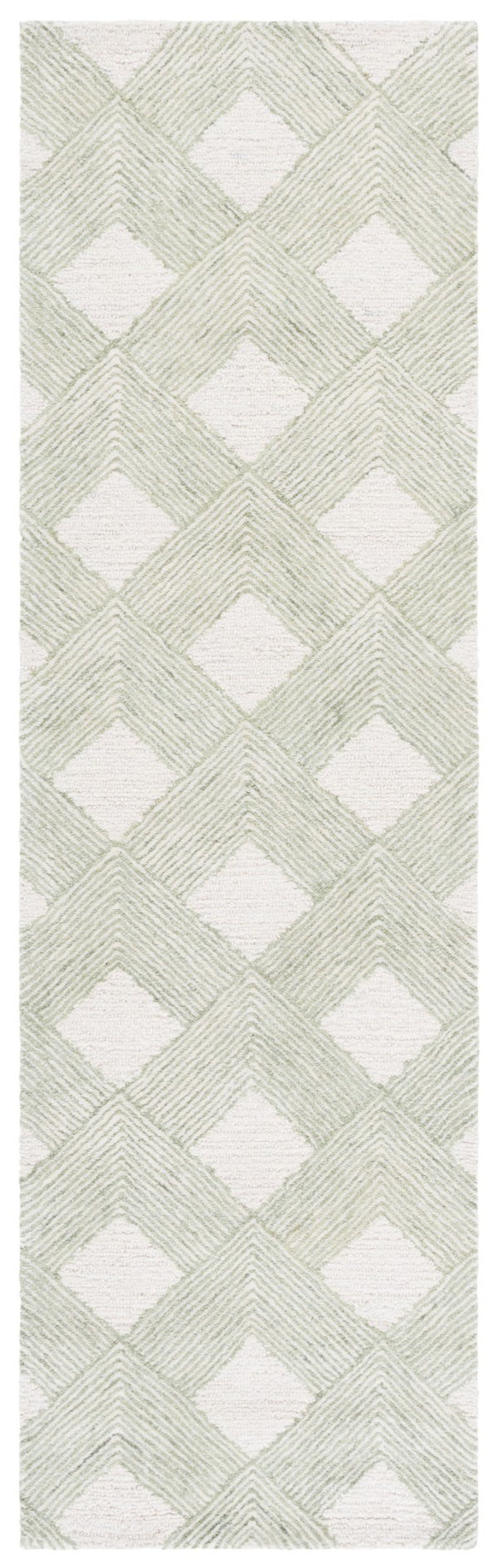 Safavieh Ebony Hand Tufted Area Rug - Luxurious Wool & Cotton Blend With Sophisticated Diamond Pattern Design Green ,Ivory 80% Wool 20% Cotton With Latex Ebn752y-6sq