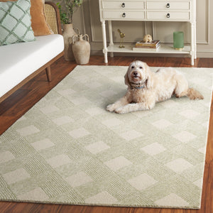 Safavieh Ebony Hand Tufted Area Rug - Luxurious Wool & Cotton Blend With Sophisticated Diamond Pattern Design Green ,Ivory 80% Wool 20% Cotton With Latex Ebn752y-6sq