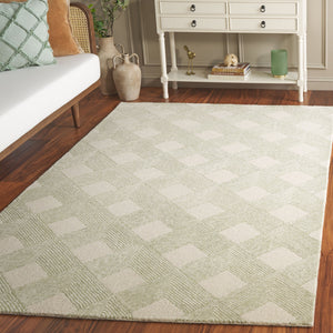 Safavieh Ebony Hand-tufted Wool Cotton Runner Rug – Luxurious Geometric Design For Elegant Home Décor Green ,Ivory 80% Wool 20% Cotton With Latex Ebn752y-5