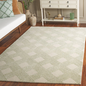Safavieh Ebony Hand Tufted Area Rug - Luxurious Wool & Cotton Blend With Sophisticated Diamond Pattern Design Green ,Ivory 80% Wool 20% Cotton With Latex Ebn752y-6sq