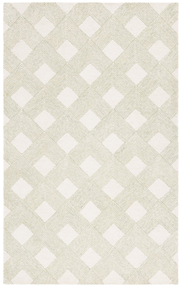 Safavieh Ebony Hand Tufted Area Rug - Luxurious Wool & Cotton Blend With Sophisticated Diamond Pattern Design Green ,Ivory 80% Wool 20% Cotton With Latex Ebn752y-6sq