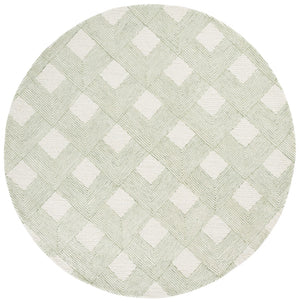 Safavieh Ebony Hand Tufted Area Rug - Luxurious Wool & Cotton Blend With Sophisticated Diamond Pattern Design Green ,Ivory 80% Wool 20% Cotton With Latex Ebn752y-6sq