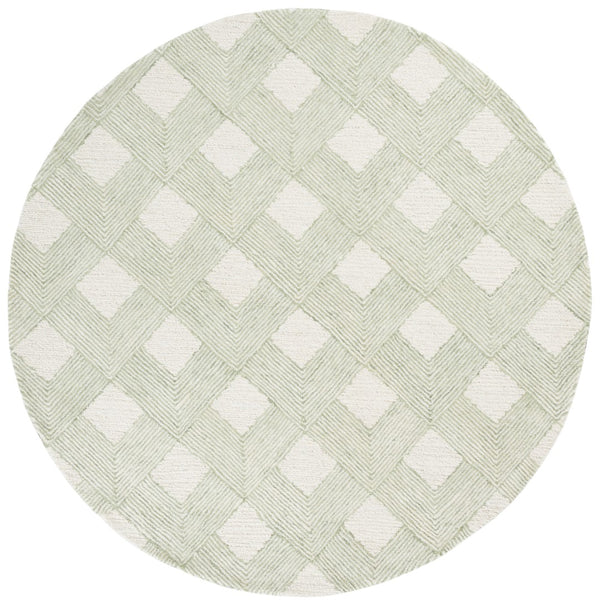 Safavieh Ebony Hand Tufted Area Rug - Luxurious Wool & Cotton Blend With Sophisticated Diamond Pattern Design Green ,Ivory 80% Wool 20% Cotton With Latex Ebn752y-6sq