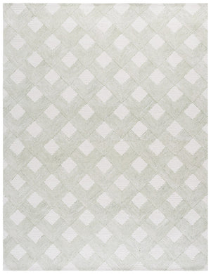 Safavieh Ebony Hand Tufted Area Rug - Luxurious Wool & Cotton Blend With Sophisticated Diamond Pattern Design Green ,Ivory 80% Wool 20% Cotton With Latex Ebn752y-6sq