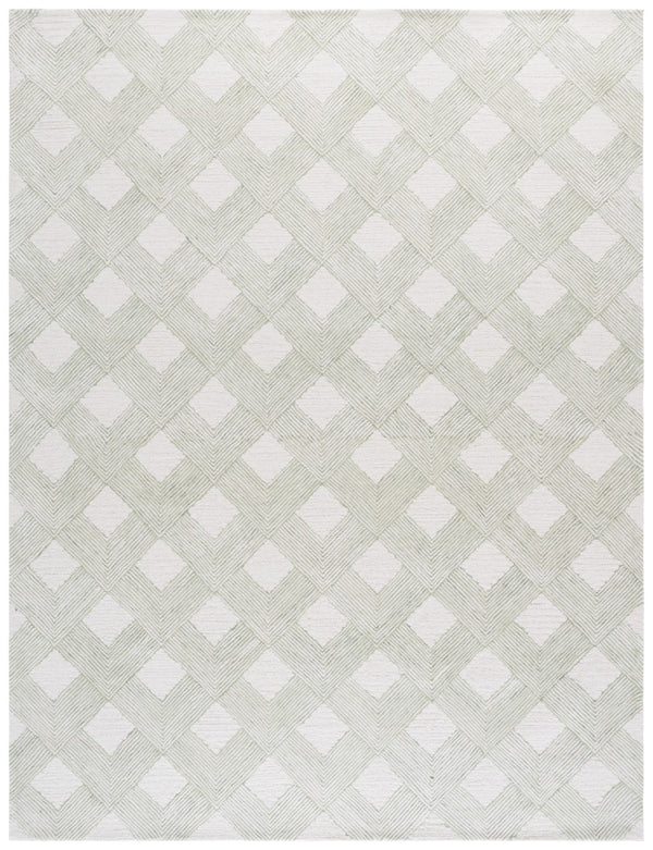 Safavieh Ebony Hand Tufted Area Rug - Luxurious Wool & Cotton Blend With Sophisticated Diamond Pattern Design Green ,Ivory 80% Wool 20% Cotton With Latex Ebn752y-6sq