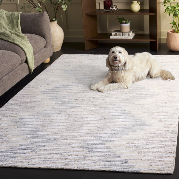 Safavieh Ebony Hand-Tufted Runner In Grey Sage — Scandinavian Geometric Wool-Cotton Blend, Low-Profile Luxury 2'-3" x 8'-0" EBN754F-28