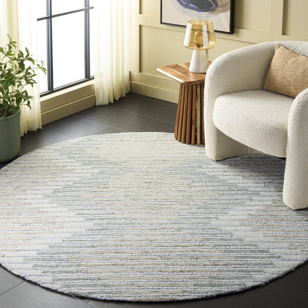 Safavieh Ebony Hand‑Tufted Grey Sage Area Rug — Wool Cotton Low‑Pile Square Rug, Scandinavian Modern Elegance 6'-0" x 6'-0" EBN754F-6SQ