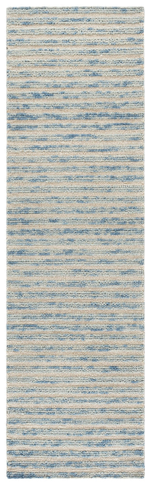 Safavieh Ebony Hand-Tufted Light Blue & Ivory Round Rug - Wool Cotton Coastal Stripe, Plush Low-Profile Elegance 6'-0" x 6'-0" EBN755L-6R