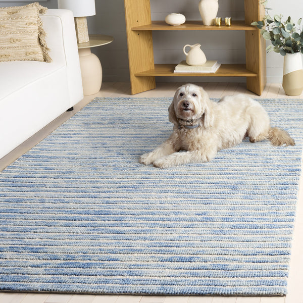 Safavieh Ebony Hand-Tufted Light Blue Ivory Area Rug — Wool-Cotton Blend, Low-Profile Plush For Living Spaces 8'-0" x 10'-0" EBN755L-8