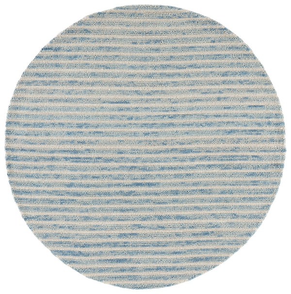 Safavieh Ebony Hand-Tufted Light Blue Ivory Rug — Wool-Cotton Low Pile, Coastal Stripe Elegance For Homes 4'-0" x 6'-0" EBN755L-4