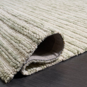 Safavieh Ebony Hand-Tufted Wool-Cotton Rug In Light Green & Ivory Stripes — Low-Profile, Durable, Coastal Chic 9'-0" x 12'-0" EBN755Y-9