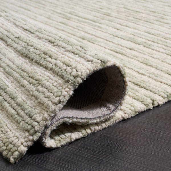 Safavieh Ebony Hand-Tufted Light Green & Ivory Area Rug — Wool-Cotton Blend, Low-Profile Coastal Striped Style 6'-0" x 9'-0" EBN755Y-6