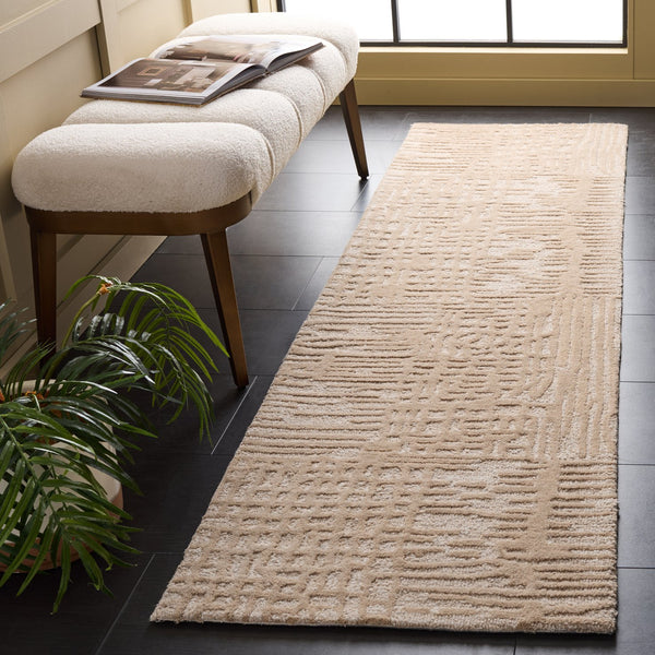 Safavieh Ebony Handtufted Runner Rug – Timeless Elegance With Abstract Patterns For A Stylish Home Decor Upgrade Beige ,Ivory 80% Wool 20% Cotton Ebn775b-28