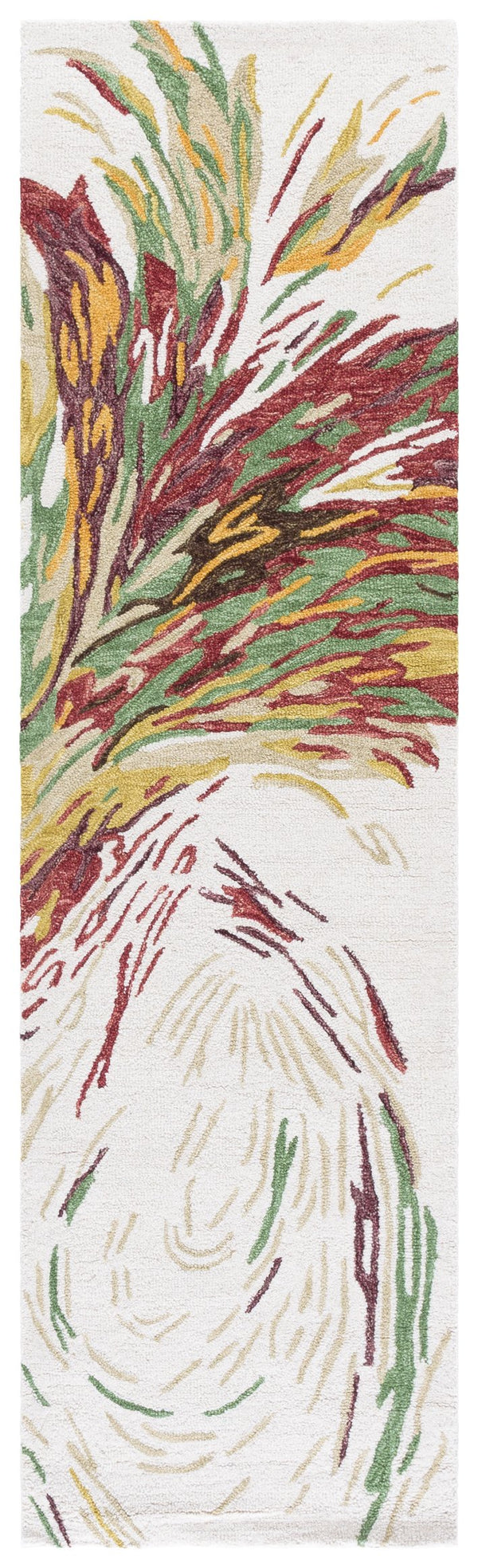 Safavieh Ebony Hand-tufted Runner Rug With Abstract Patterns In Elegant Green - Luxurious Wool Blend Design Ivory ,Green 80% Wool 20% Cotton Ebn776a-28