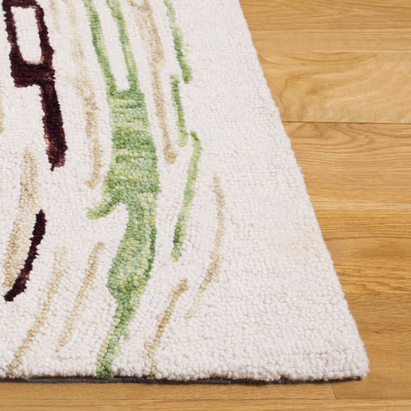 Safavieh Ebony Hand-tufted Runner Rug With Abstract Patterns In Elegant Green - Luxurious Wool Blend Design Ivory ,Green 80% Wool 20% Cotton Ebn776a-5