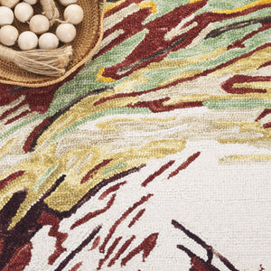 Safavieh Ebony Hand-tufted Runner Rug With Abstract Patterns In Elegant Green - Luxurious Wool Blend Design Ivory ,Green 80% Wool 20% Cotton Ebn776a-5