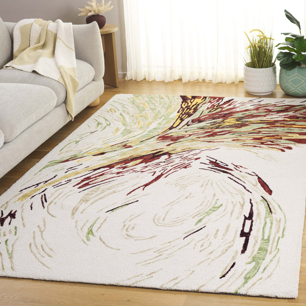 Safavieh Ebony Hand-tufted Runner Rug With Abstract Patterns In Elegant Green - Luxurious Wool Blend Design Ivory ,Green 80% Wool 20% Cotton Ebn776a-5